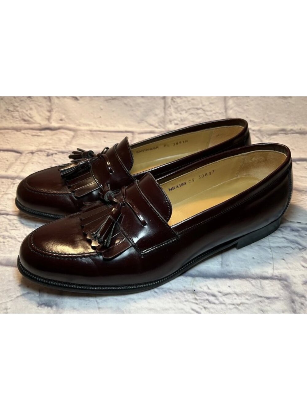 Mezlan Santander Shoes Mens Burgundy Leather Kiltie Tassel Loafers 9.5 M “Read”